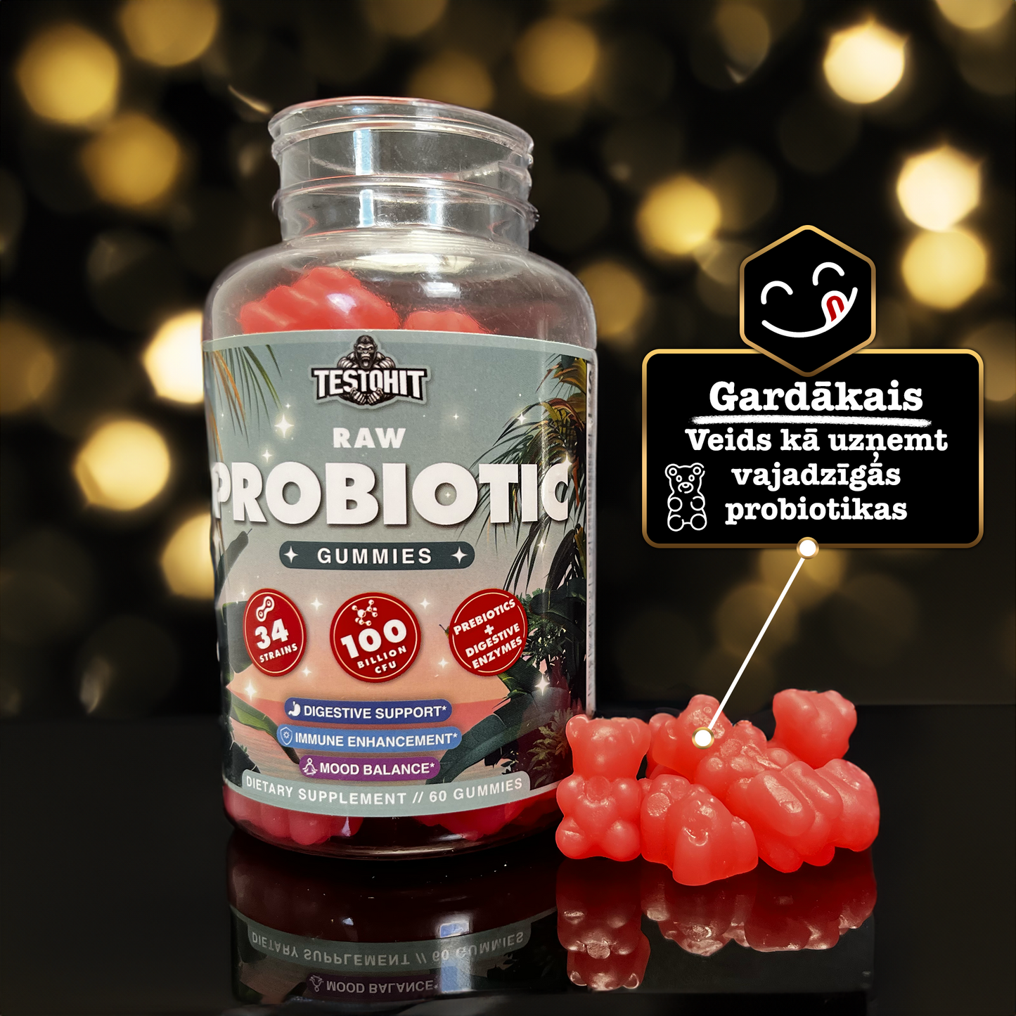 Probiotikai + Prebiotikai + 100 mlrd. gerųjų bakterijų kolonijų – Sveikai virškinimo sistemai, nuo pilvo pūtimo