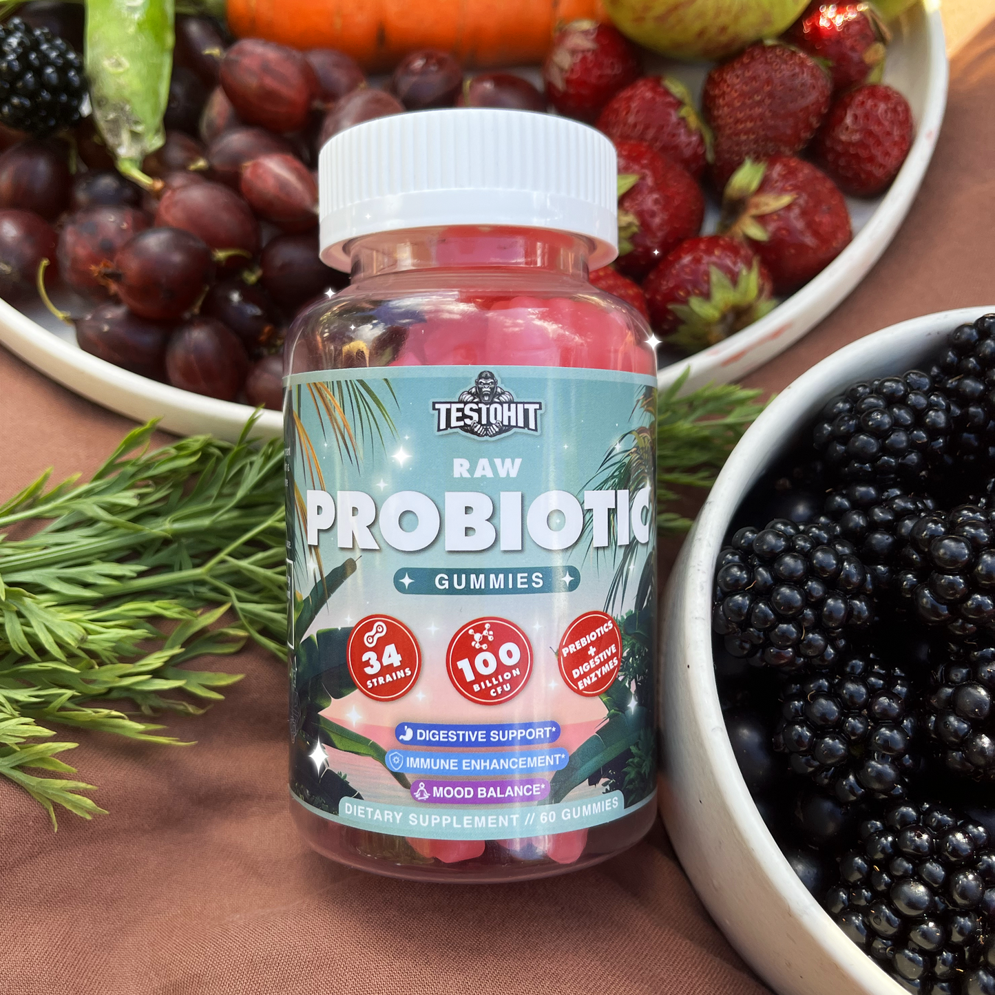 Probiotikai + Prebiotikai + 100 mlrd. gerųjų bakterijų kolonijų – Sveikai virškinimo sistemai, nuo pilvo pūtimo