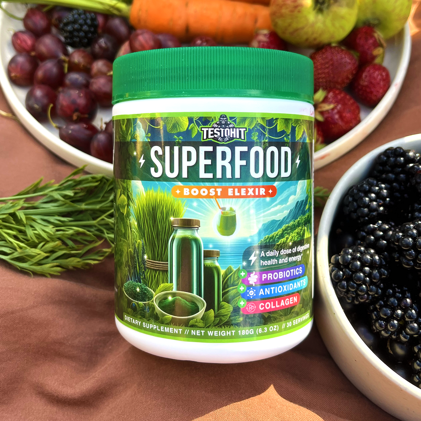 SUPERFOOD – roheline ELIKSIR hommikuseks smuutiks – kõik ühes – probiootikumid, antioksüdandid, kollageen